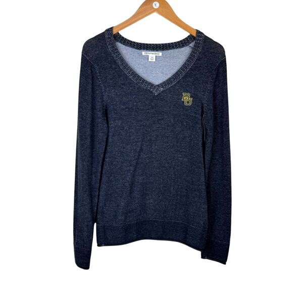 Cutter & Buck Women's BU Baylor University Black Knit V-neck Pullover Sweater - Picture 9 of 13